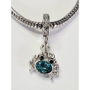 NWT! For Pandora Charm Bracelet Aqua Blue and Silver Color Crab Dangle Charm
